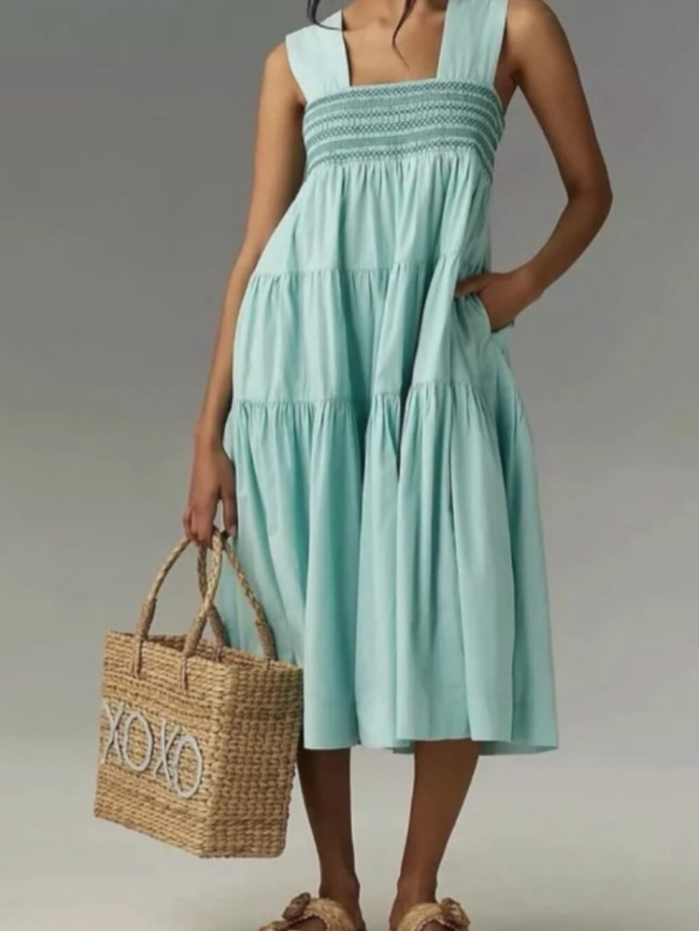 NWT Anthropologie Smocked Cotton Dress Size Large